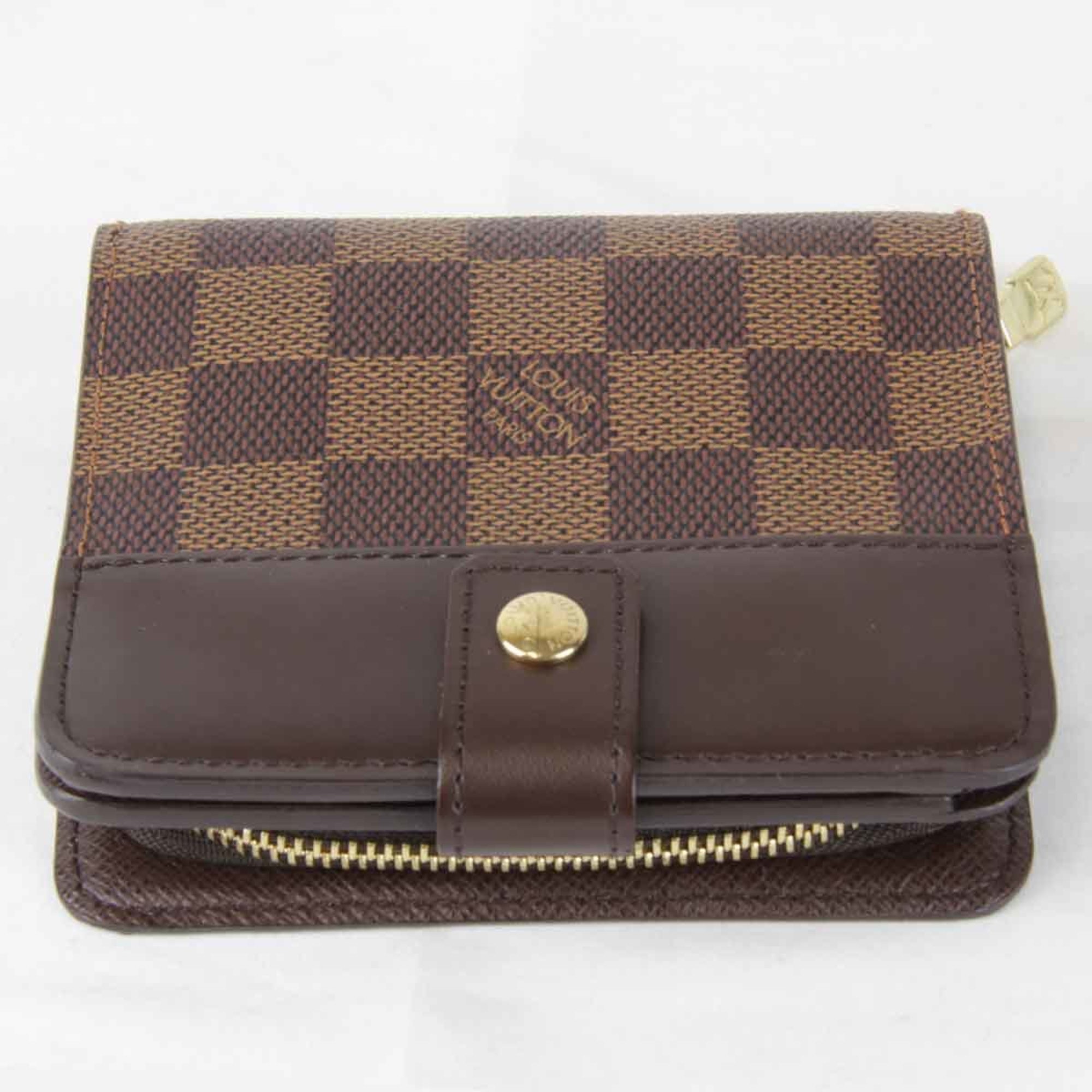 LOUIS VUITTON Compact Zip N61668 Bi-fold Wallet Damier Canvas Brown Women's