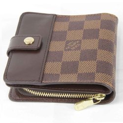 LOUIS VUITTON Compact Zip N61668 Bi-fold Wallet Damier Canvas Brown Women's