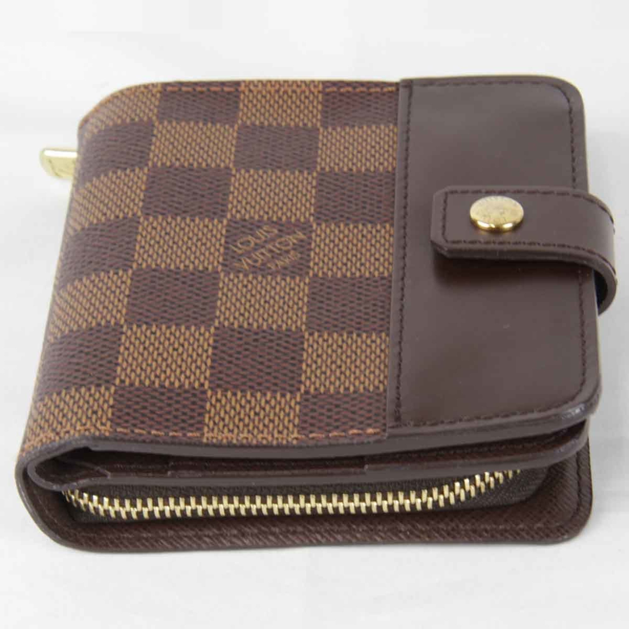 LOUIS VUITTON Compact Zip N61668 Bi-fold Wallet Damier Canvas Brown Women's