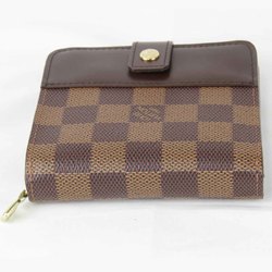 LOUIS VUITTON Compact Zip N61668 Bi-fold Wallet Damier Canvas Brown Women's