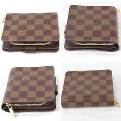 LOUIS VUITTON Compact Zip N61668 Bi-fold Wallet Damier Canvas Brown Women's