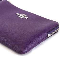 COACH Wristlet Pouch Leather Purple Women's