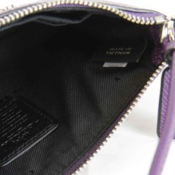 COACH Wristlet Pouch Leather Purple Women's