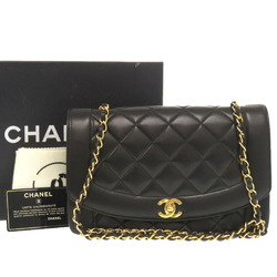 CHANEL DIANA 25 MEDIUM LAMBSKIN BLACK MATTELASSE SHOULDER BAG COCO MARK 0091