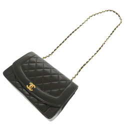 CHANEL DIANA 25 MEDIUM LAMBSKIN BLACK MATTELASSE SHOULDER BAG COCO MARK 0091