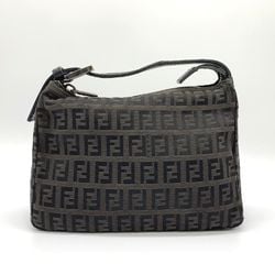 FENDI Zucchino Handbag Canvas Leather Brown Black Women's