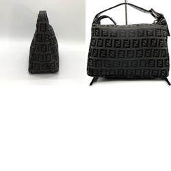 FENDI Zucchino Handbag Canvas Leather Brown Black Women's