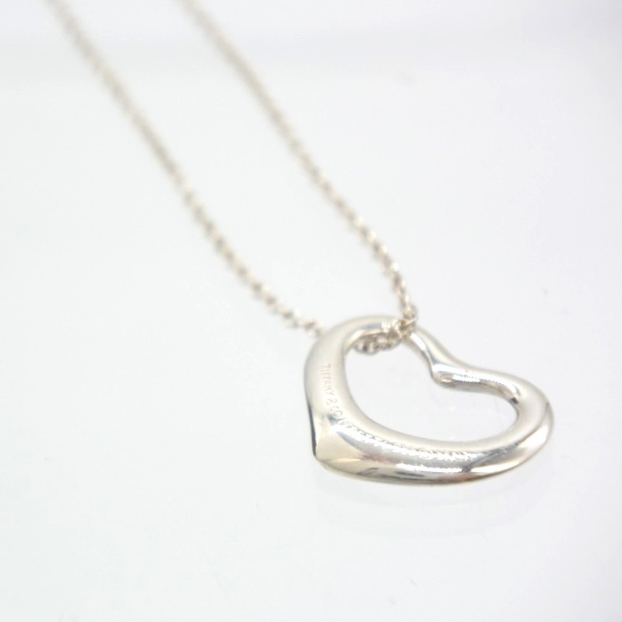 TIFFANY&Co. Tiffany Heart 16mm Elsa Peretti Design Necklace Pendant Silver 925 Women's