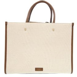 Jimmy Choo Avenue M Canvas Leather Beige Brown 2WAY Tote Bag 0216JIMMY CHOO