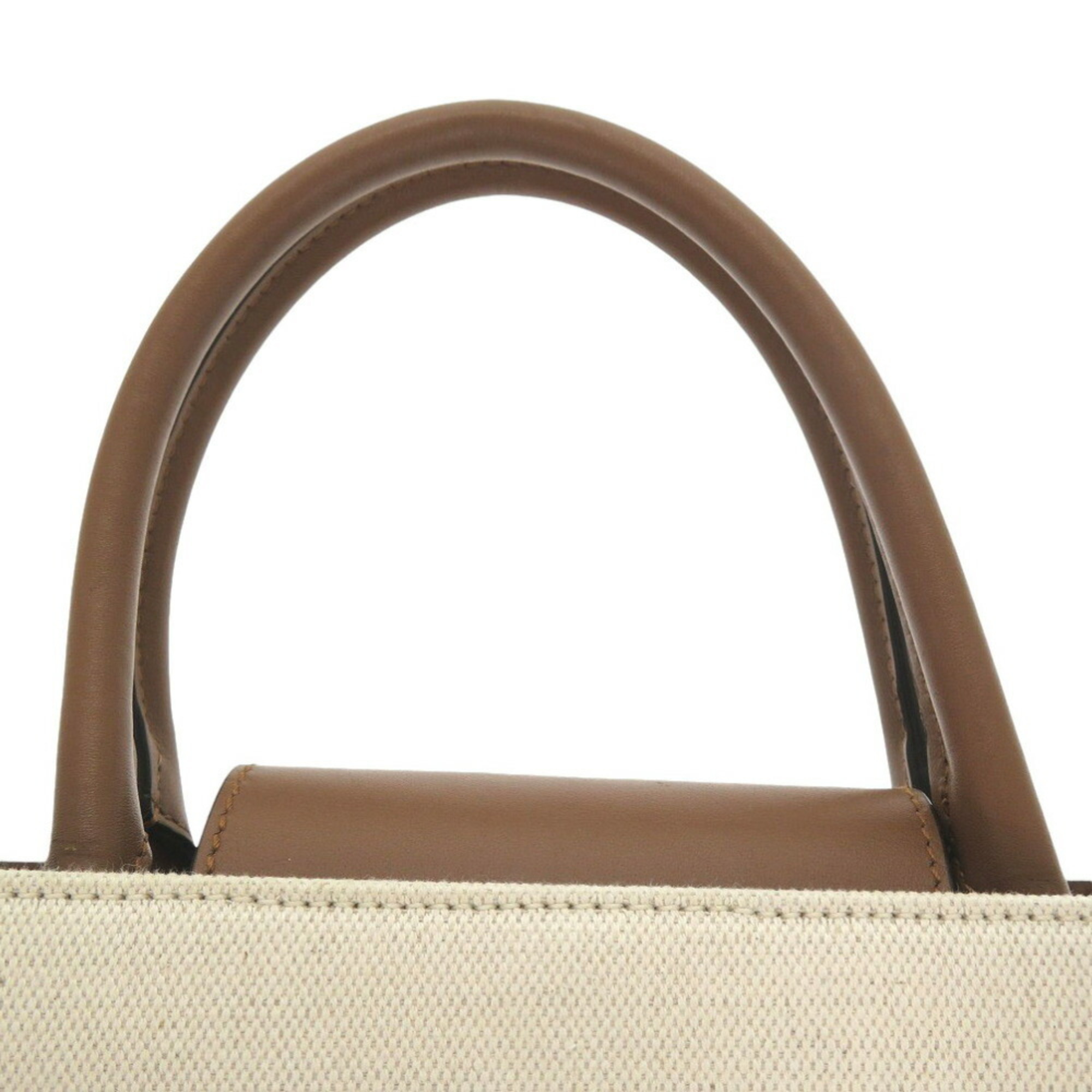 Jimmy Choo Avenue M Canvas Leather Beige Brown 2WAY Tote Bag 0216JIMMY CHOO