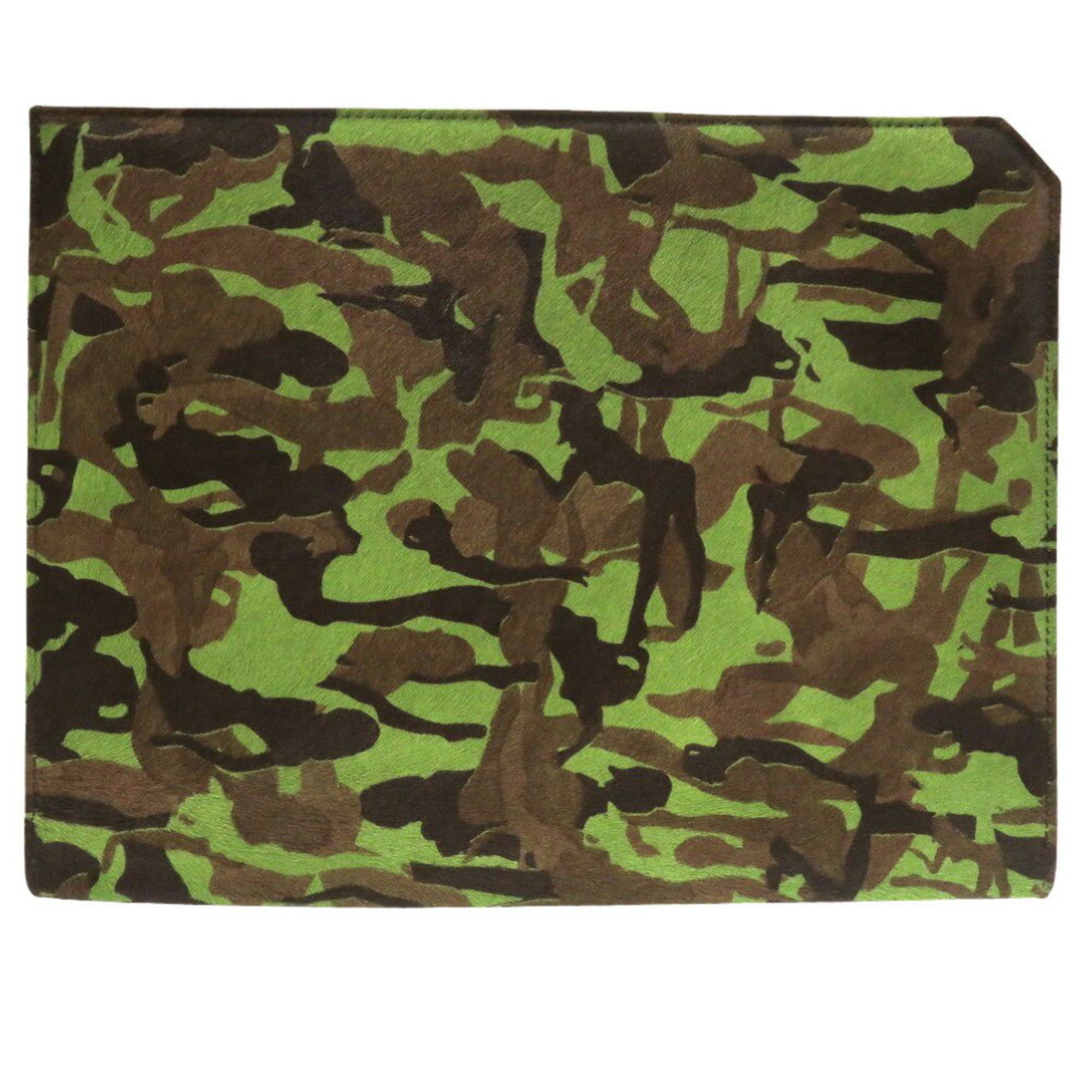 Jimmy Choo Clutch Bag Camouflage Pattern Pony Leather Green Black 0609JIMMY CHOO