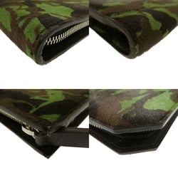 Jimmy Choo Clutch Bag Camouflage Pattern Pony Leather Green Black 0609JIMMY CHOO