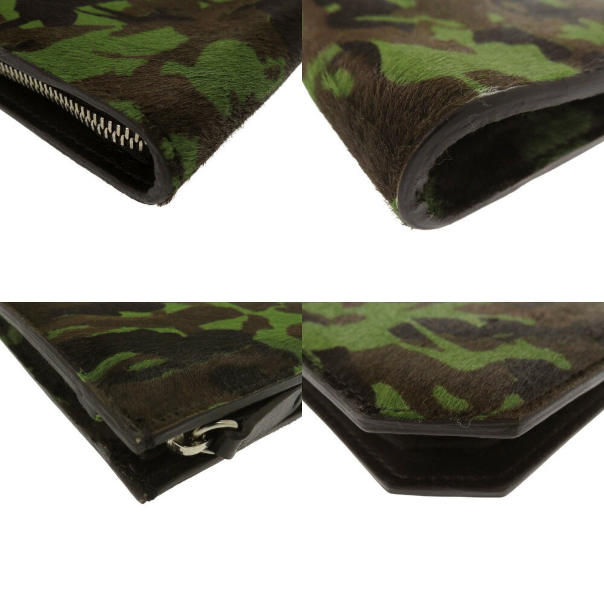 Jimmy Choo Clutch Bag Camouflage Pattern Pony Leather Green Black 0609JIMMY CHOO