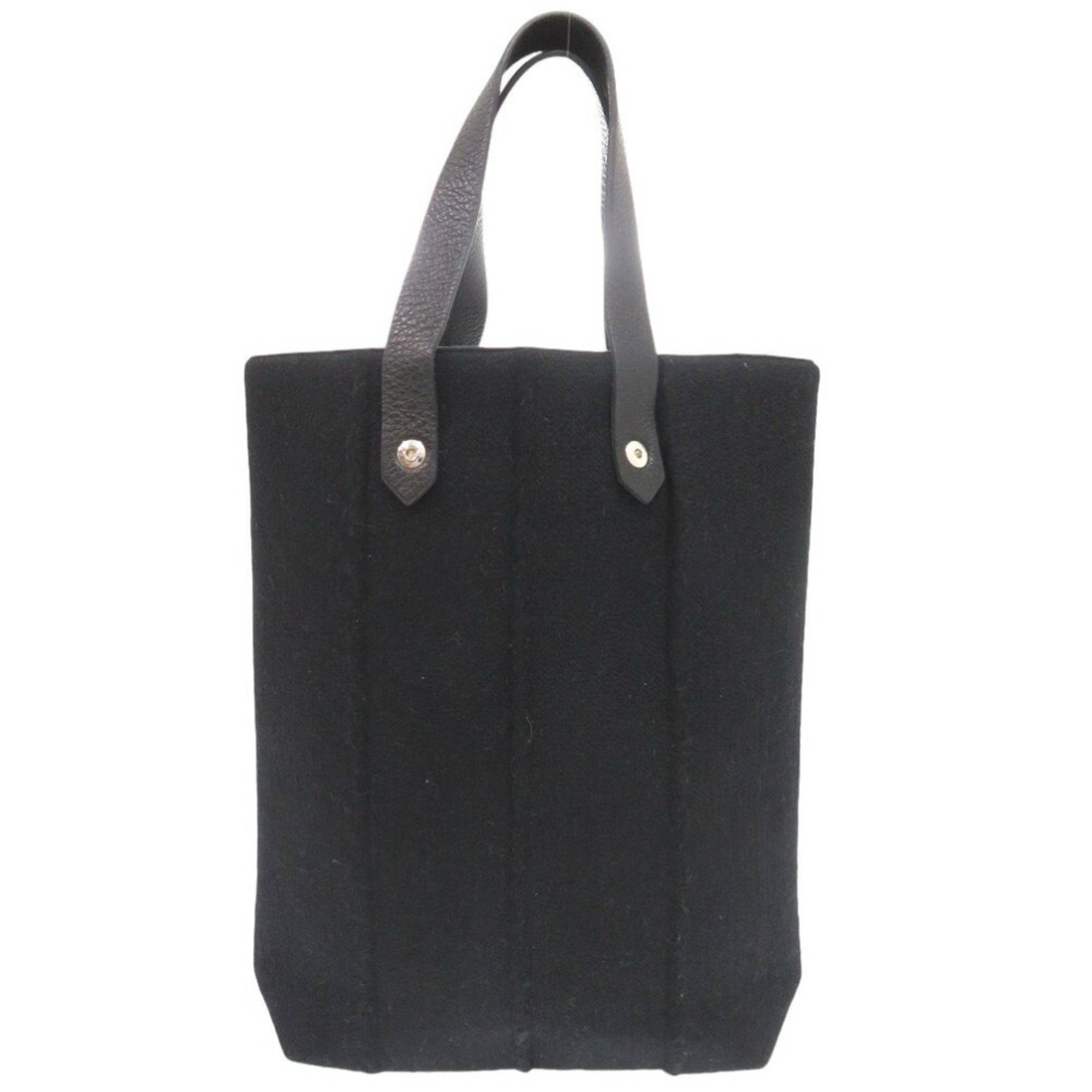 Hermes Amedaba Tote Bag Wool Leather Black 0602HERMES