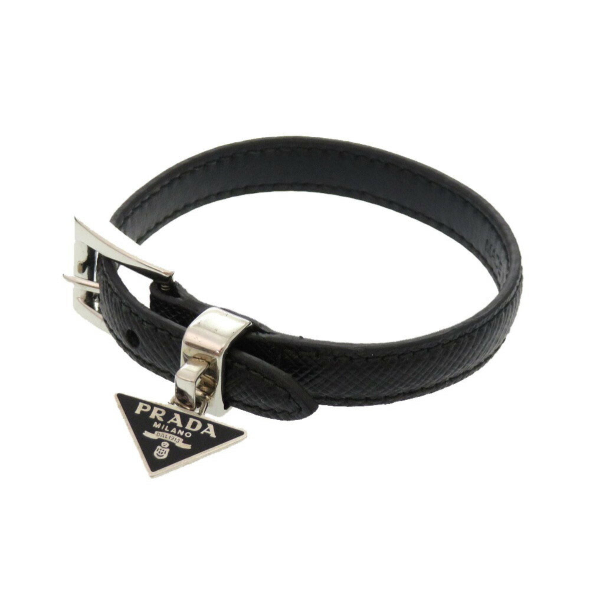 Prada Plate Leather Black Bracelet 1185 PRADA