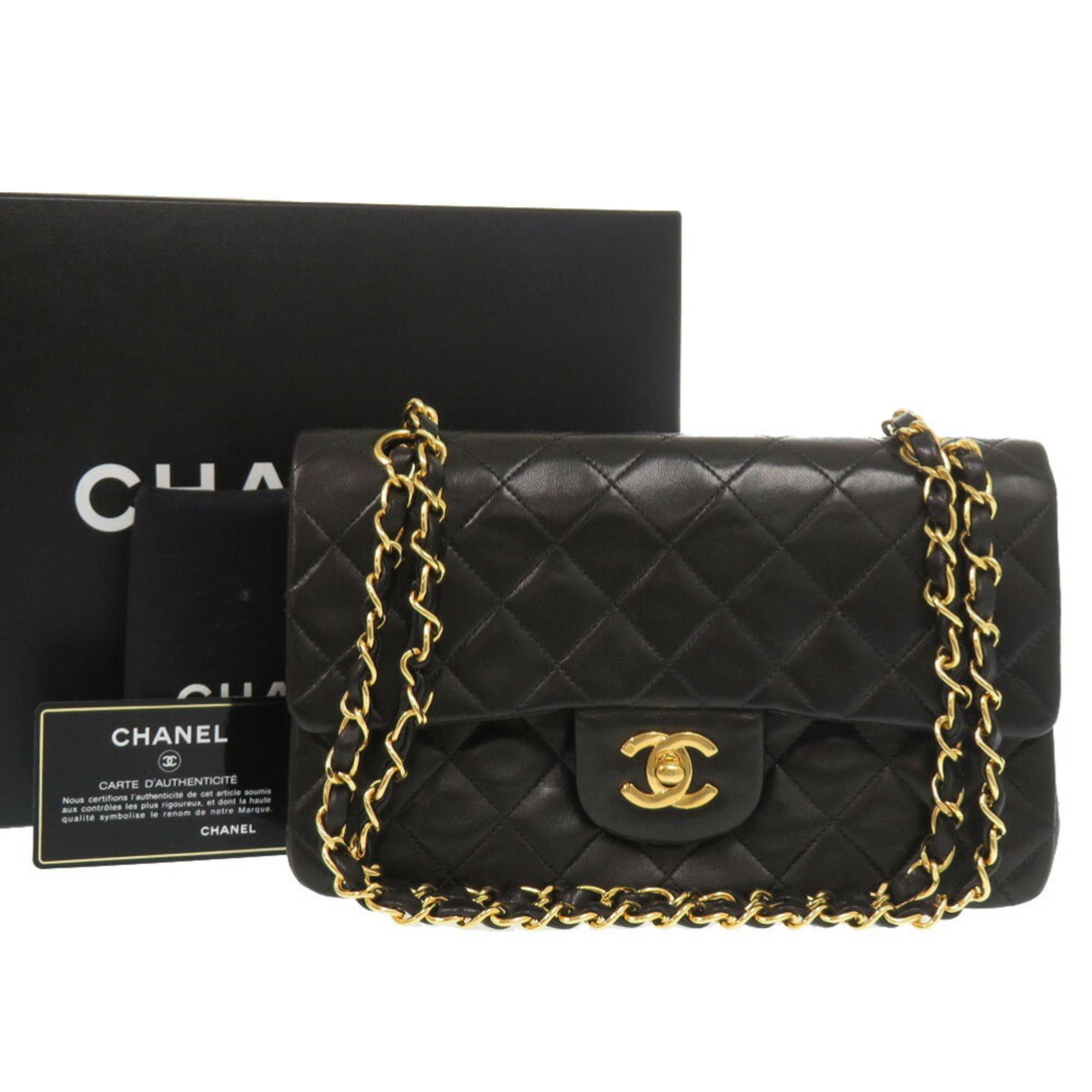 Chanel Matelasse 23 Lambskin Black Double Flap 4th Series A01113 Shoulder Bag Coco Mark 0780 CHANEL