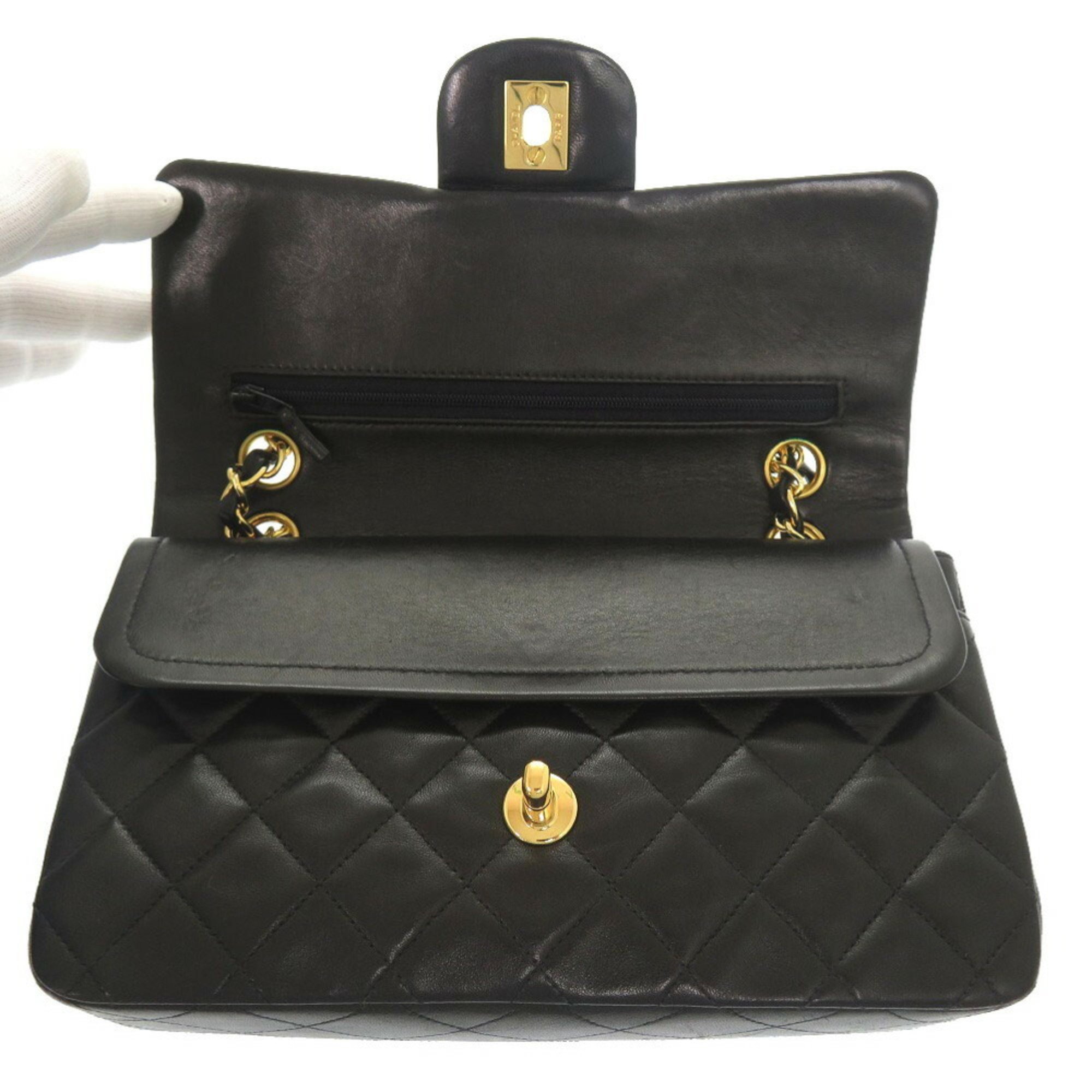 Chanel Matelasse 23 Lambskin Black Double Flap 4th Series A01113 Shoulder Bag Coco Mark 0780 CHANEL