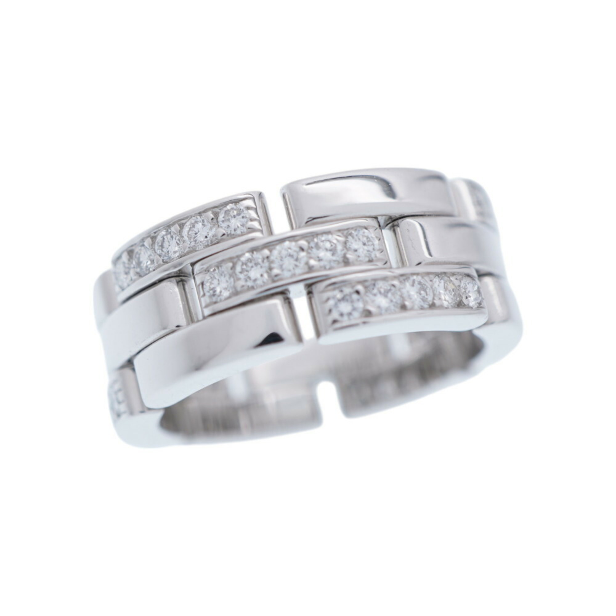 Cartier Maillon Panthere Half Diamond K18WG Ring 750 White Gold/Diamond #53 1137CARTIER