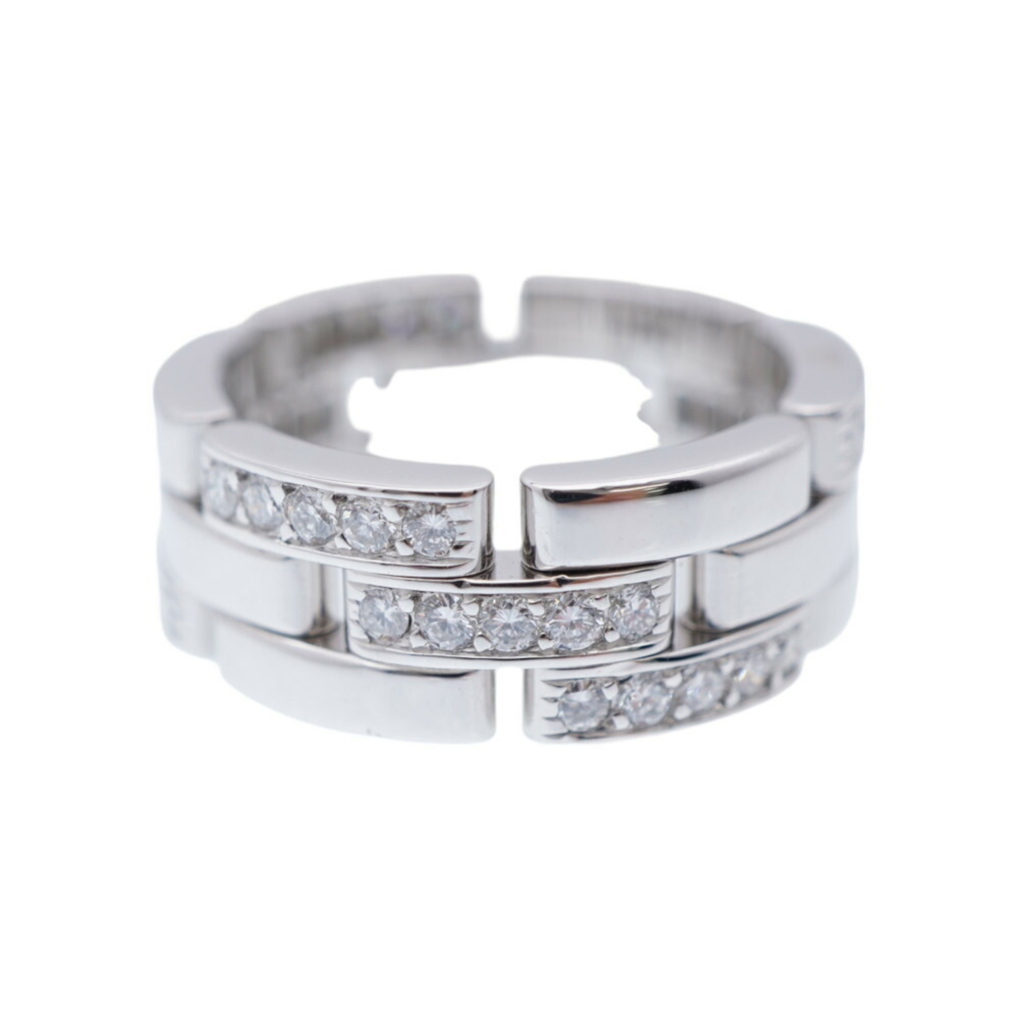 Cartier Maillon Panthere Half Diamond K18WG Ring 750 White Gold/Diamond #53 1137CARTIER