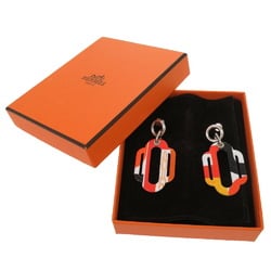 Hermes Attourage Buffalo Horn Metal Multicolor Earrings 1161 HERMES