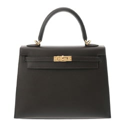 HERMES Kelly 25, outside stitching, Ebène Y stamp (around 2020), women's Epsom leather handbag