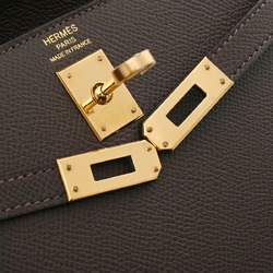 HERMES Kelly 25, outside stitching, Ebène Y stamp (around 2020), women's Epsom leather handbag