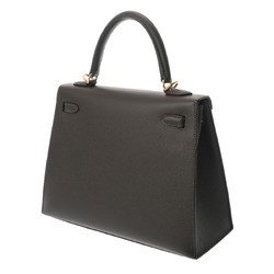 HERMES Kelly 25, outside stitching, Ebène Y stamp (around 2020), women's Epsom leather handbag