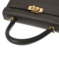 HERMES Kelly 25, outside stitching, Ebène Y stamp (around 2020), women's Epsom leather handbag