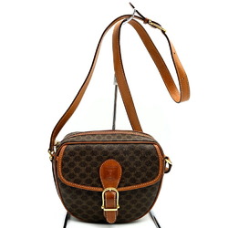 CELINE Macadam Shoulder Bag Pochette Leather Brown M10 Women's