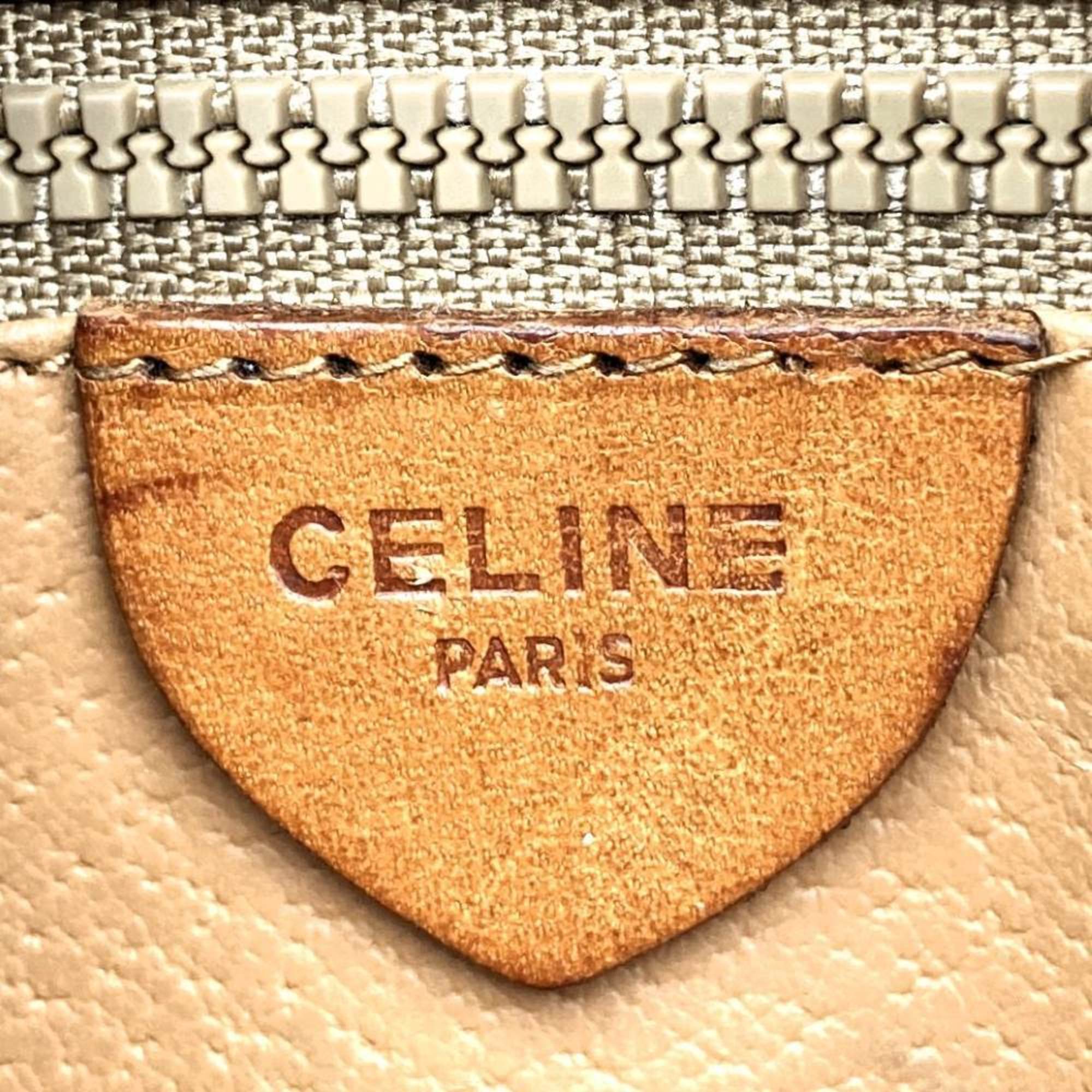 CELINE Macadam Shoulder Bag Pochette Leather Brown M10 Women's