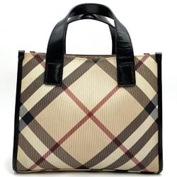 BURBERRY Tote Bag Nova Check Leather Beige Black Women's