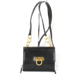 Salvatore Ferragamo Gancini Shoulder Bag Leather Black Women's