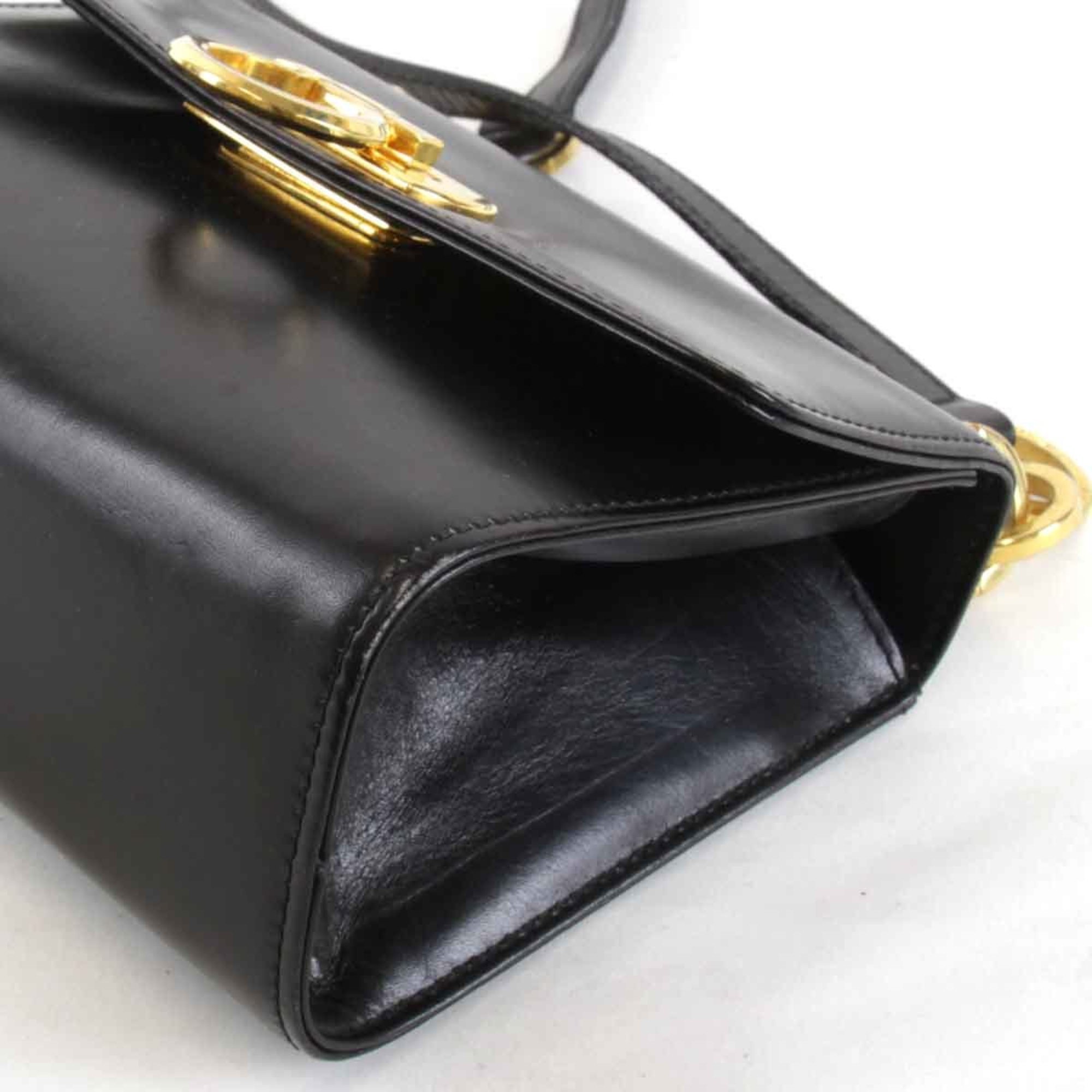 Salvatore Ferragamo Gancini Shoulder Bag Leather Black Women's