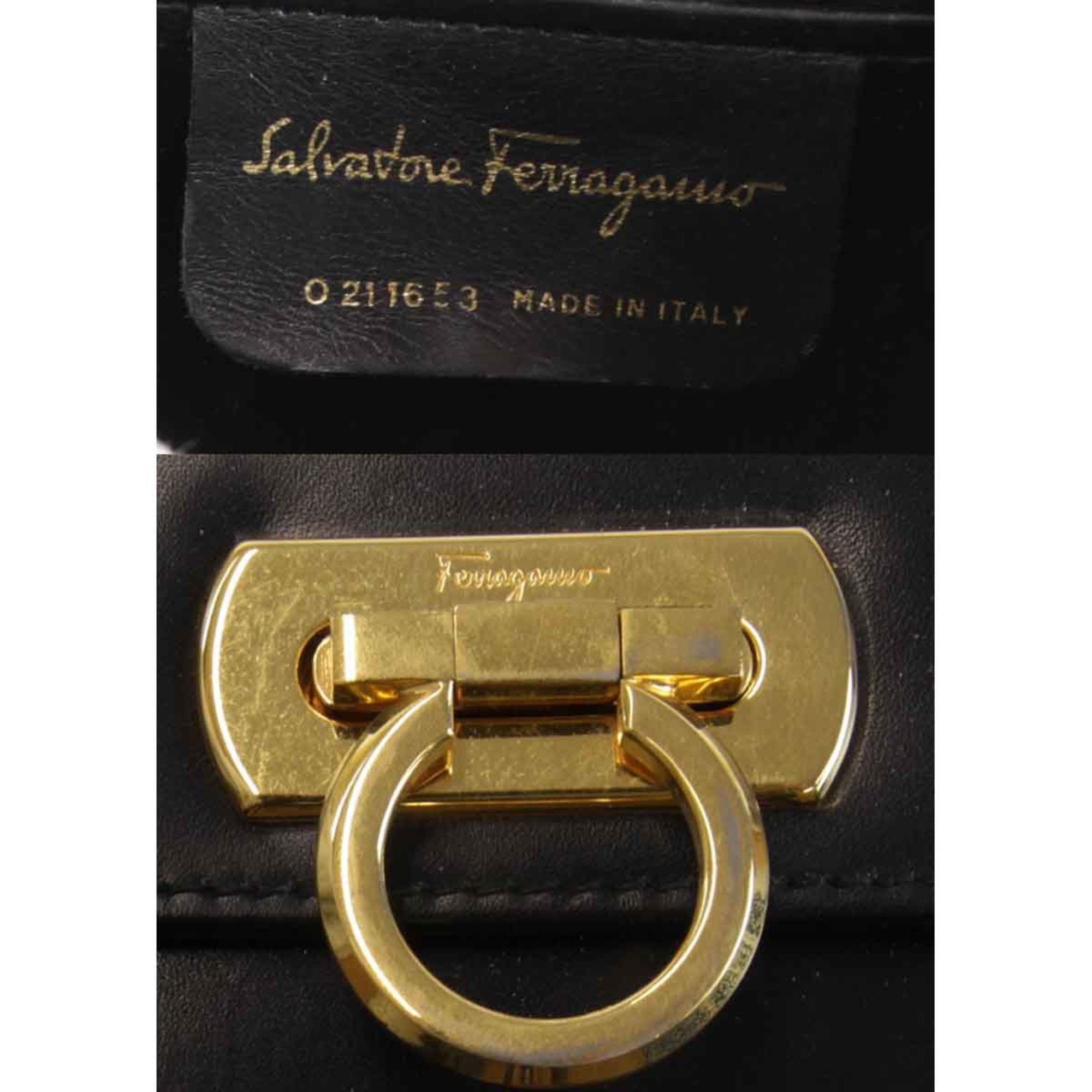 Salvatore Ferragamo Gancini Shoulder Bag Leather Black Women's