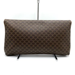 CELINE Clutch Bag Macadam Pattern Flap Brown M07 Women's