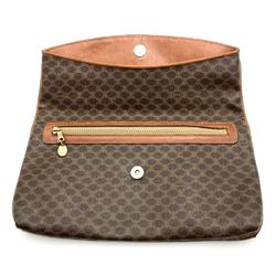 CELINE Clutch Bag Macadam Pattern Flap Brown M07 Women's