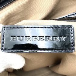 BURBERRY Nova Check Tote Bag Beige Black Enamel Women's