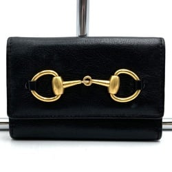 GUCCI 6-Key Case Horsebit Leather Key Holder Black 0332043 Women's Men's