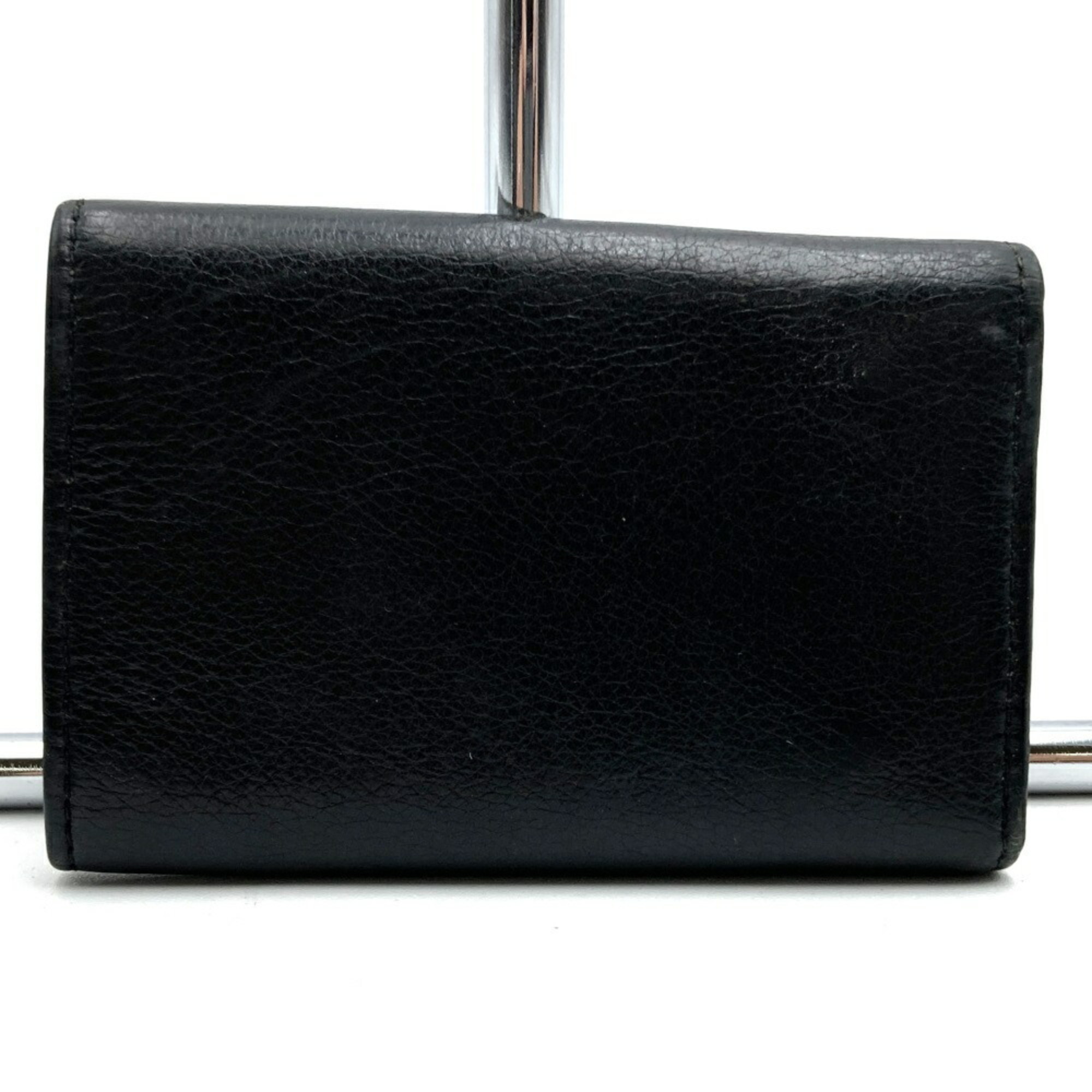 GUCCI 6-Key Case Horsebit Leather Key Holder Black 0332043 Women's Men's