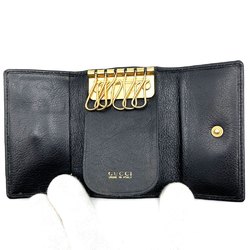 GUCCI 6-Key Case Horsebit Leather Key Holder Black 0332043 Women's Men's