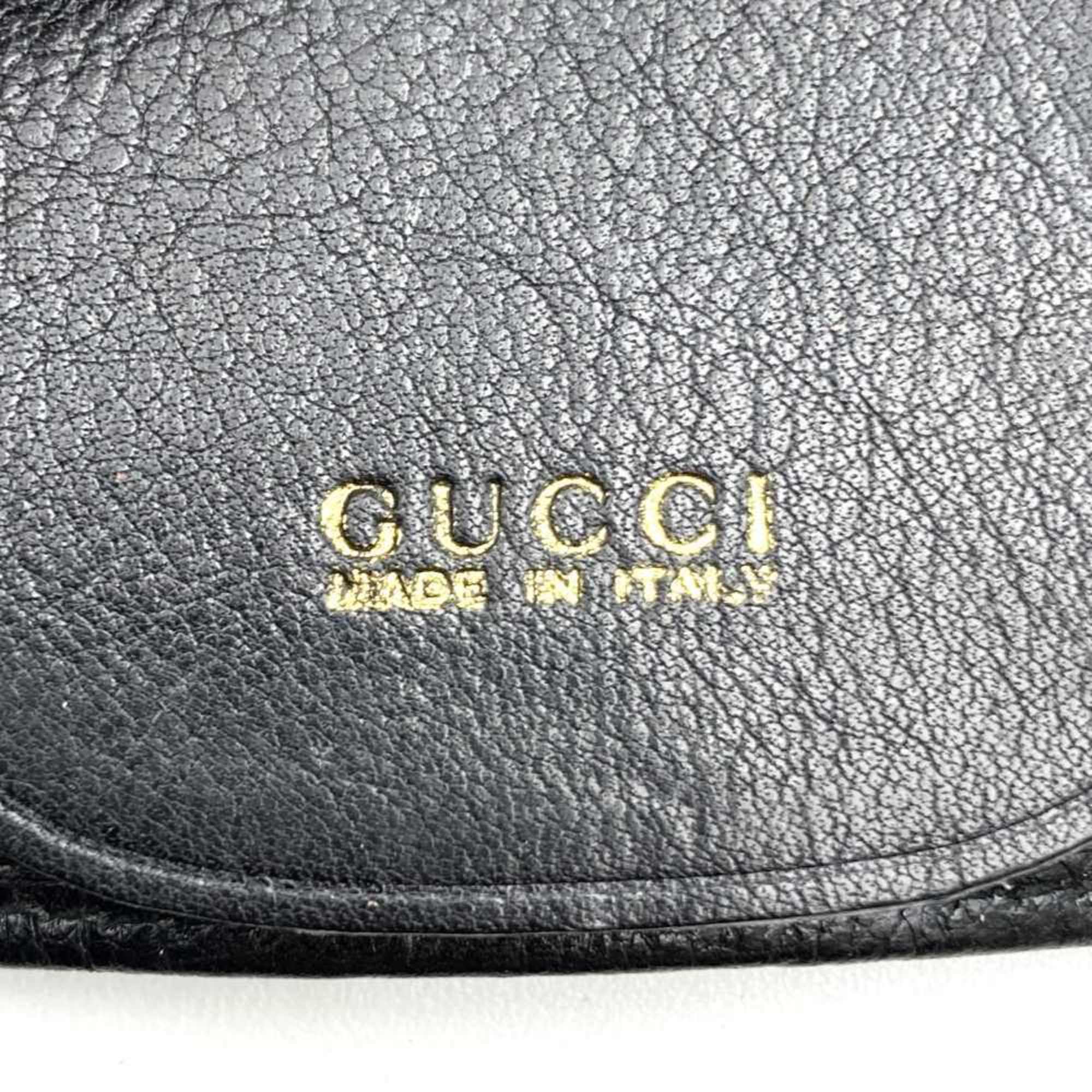 GUCCI 6-Key Case Horsebit Leather Key Holder Black 0332043 Women's Men's