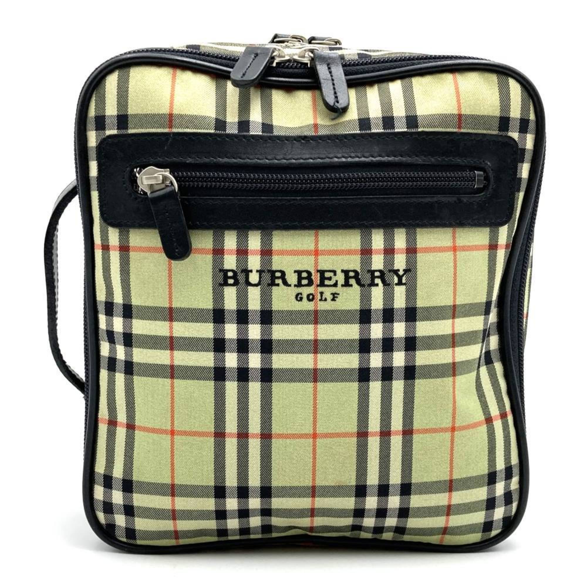 BURBERRY GOLF Nova Check Pouch Nylon/Canvas Green Women's