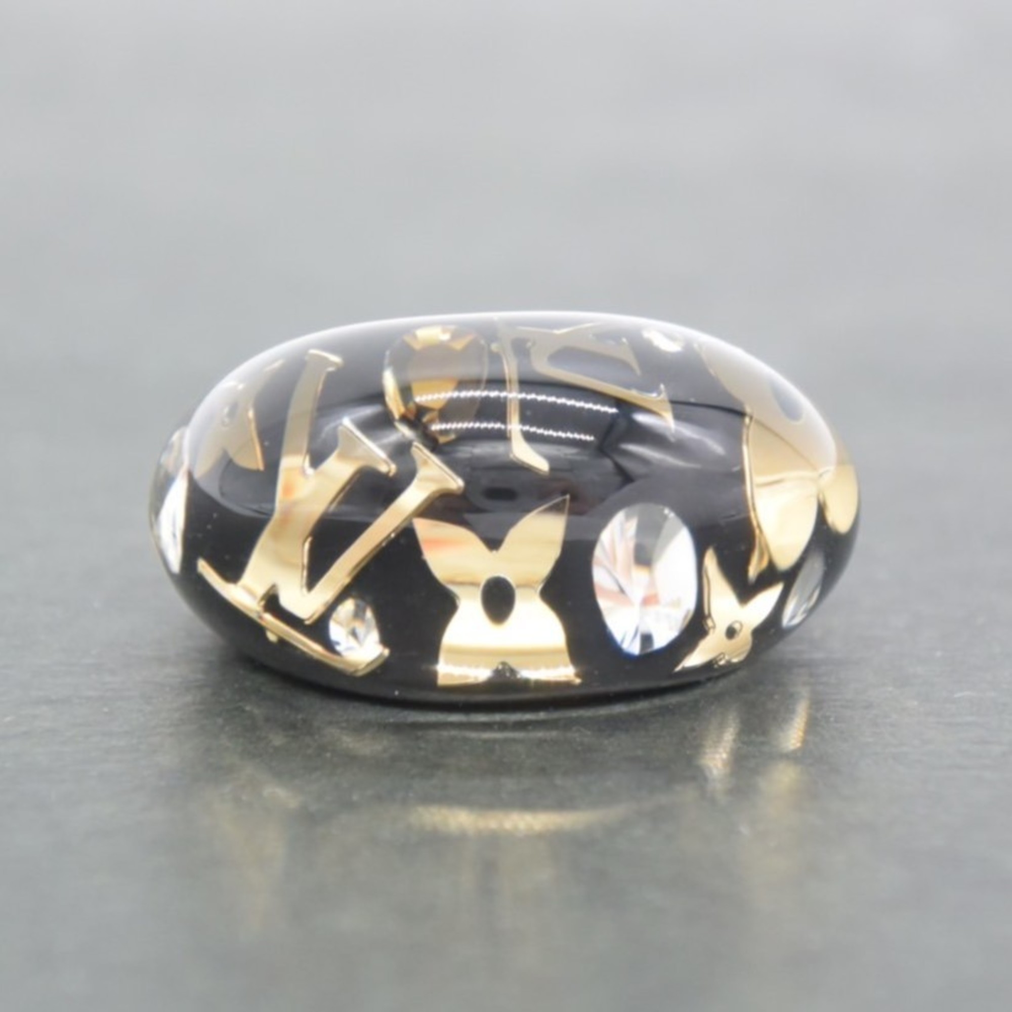 LOUIS VUITTON M65308 Berg Inclusion S size approx. 11 ring acrylic resin black gold ladies