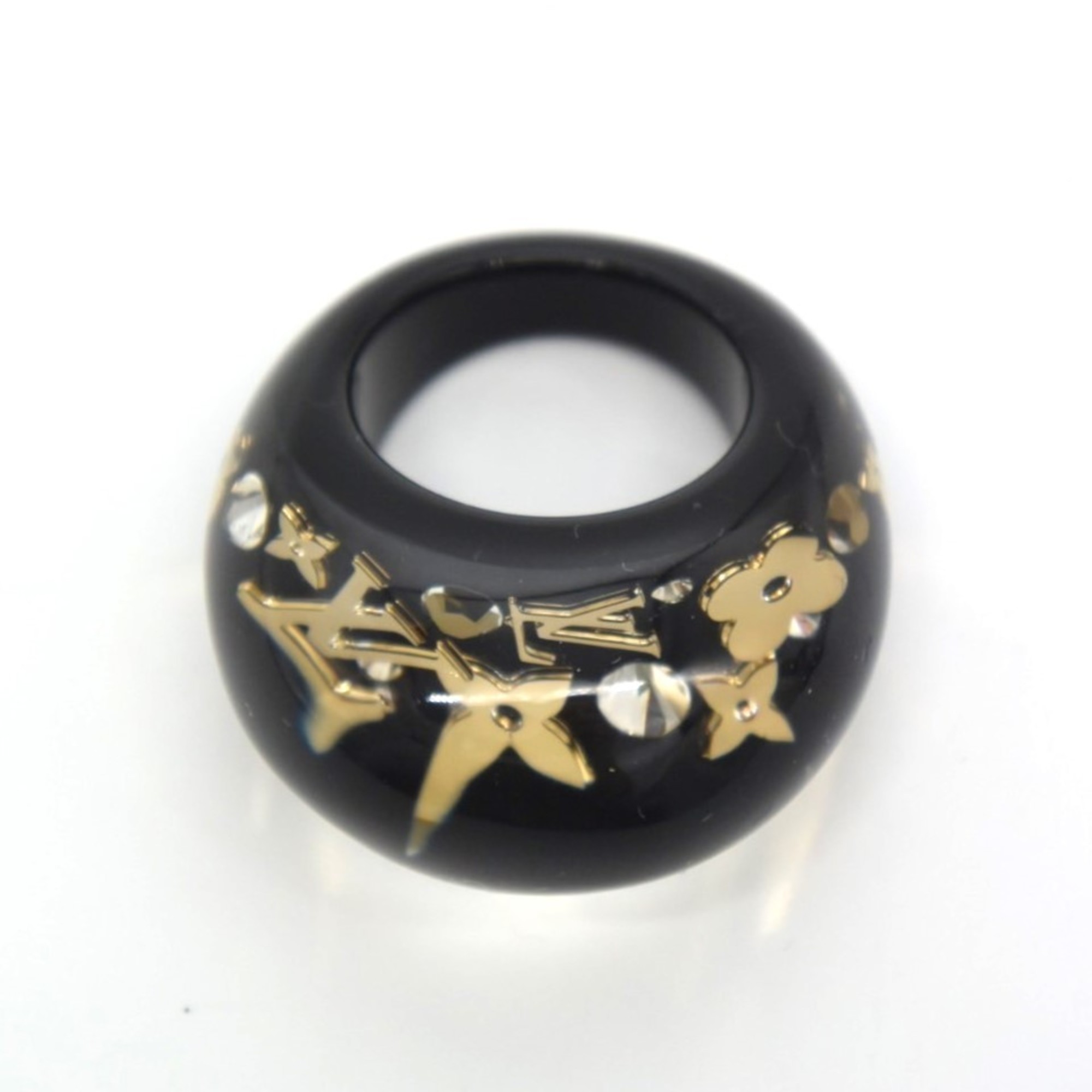 LOUIS VUITTON M65308 Berg Inclusion S size approx. 11 ring acrylic resin black gold ladies