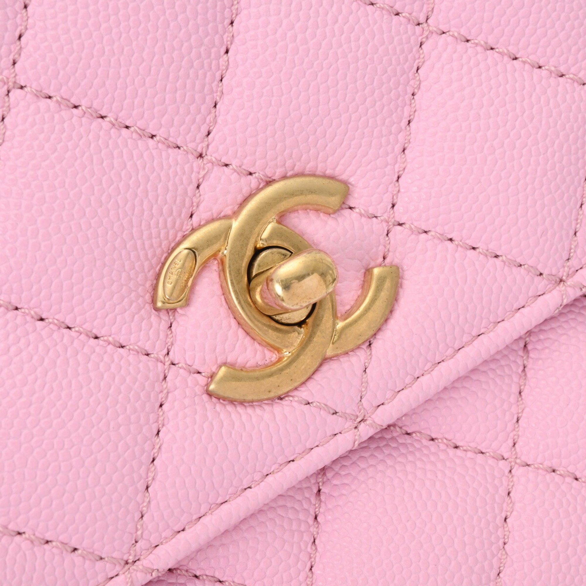 CHANEL Chanel Matelasse XS Handle Chain Pink A92990 Women's Caviar Skin Handbag