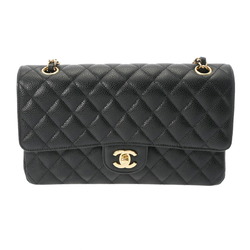 CHANEL Chanel Matelasse Chain Shoulder Double Flap 25cm Black A01112 Women's Caviar Skin Bag