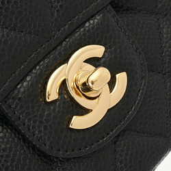 CHANEL Chanel Matelasse Chain Shoulder Double Flap 25cm Black A01112 Women's Caviar Skin Bag