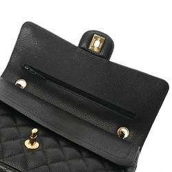 CHANEL Chanel Matelasse Chain Shoulder Double Flap 25cm Black A01112 Women's Caviar Skin Bag