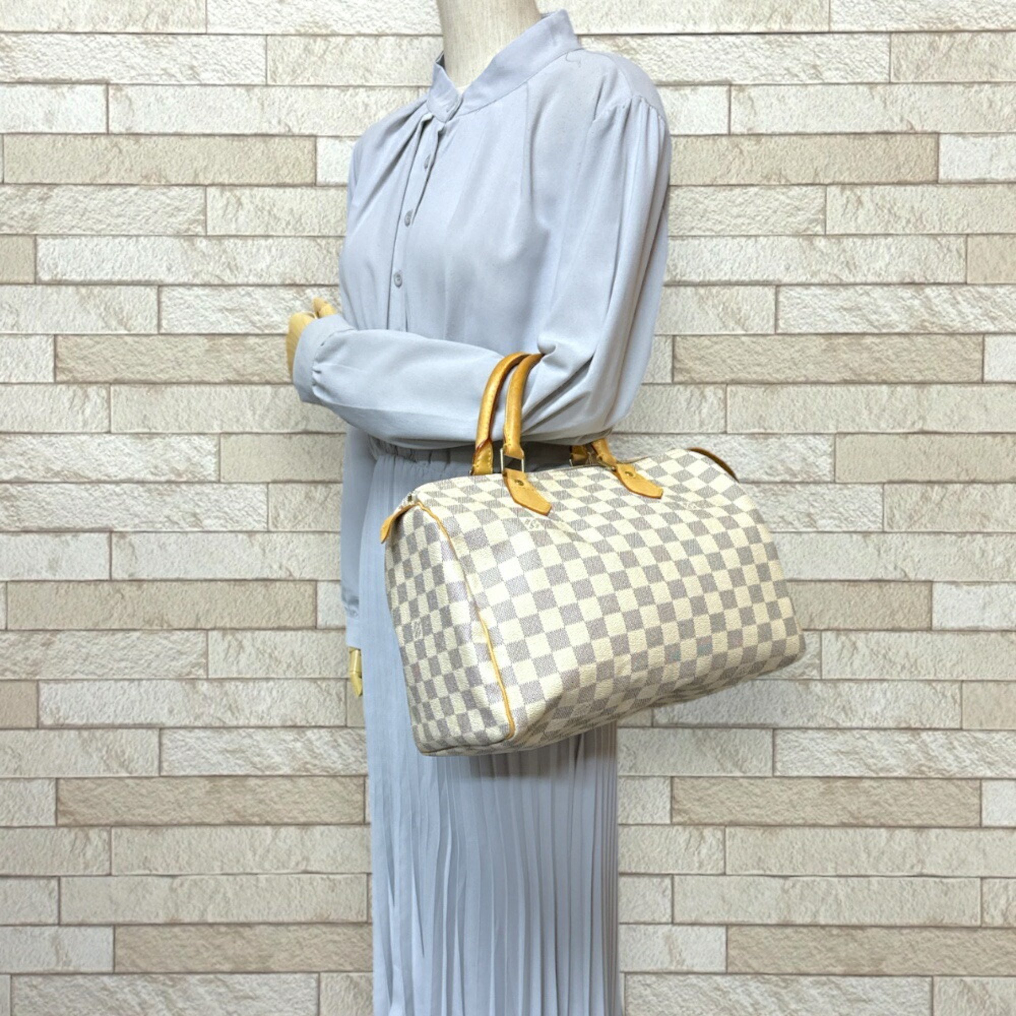 Louis Vuitton Speedy 30 Damier Azur Handbag Canvas N41533 White Women's LOUIS VUITTON