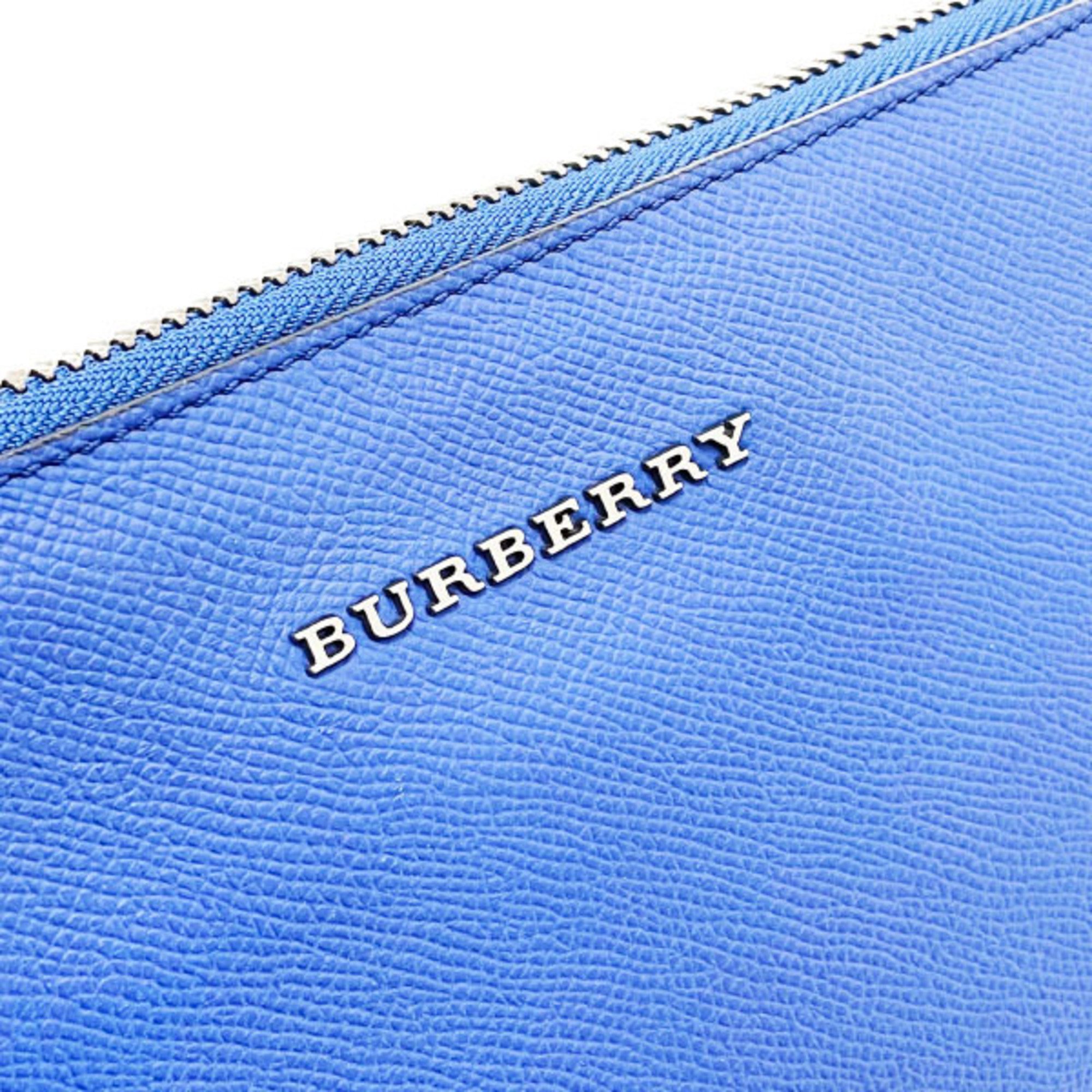 Burberry Second Bag Clutch Leather Blue BURBERRY Document Case Pouch Multi Back YY-13577